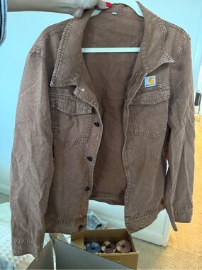 Carhartt Tan-Brown Canvas Jacket with Signature Patch